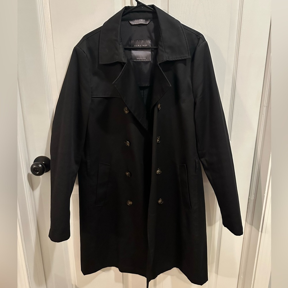 Zara Men's Elegant Black Trench Coat